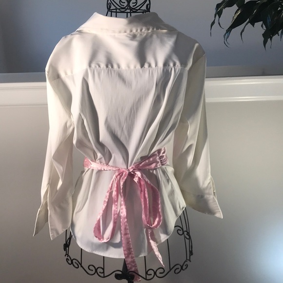 90s vintage belted wrap blouse - Picture 2 of 7